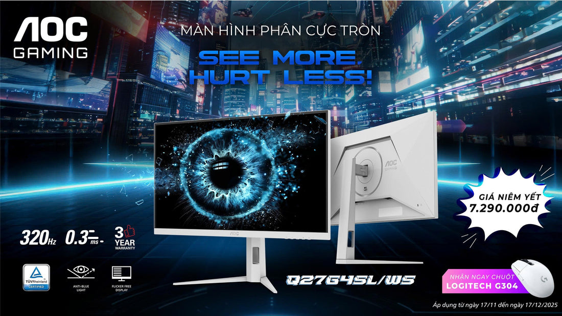 Chương trình khuyến mãi tặng chuột Logitech khi mua màn hình AOC Q27G4SL/WS